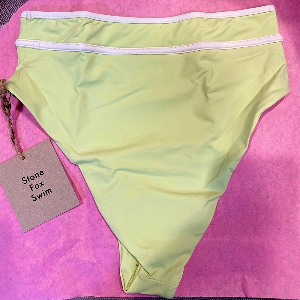 NWT Stone Fox Swim Juniper Bikini Bottom Keylime Green High Waisted SIZE SMALL - Picture 4 of 6